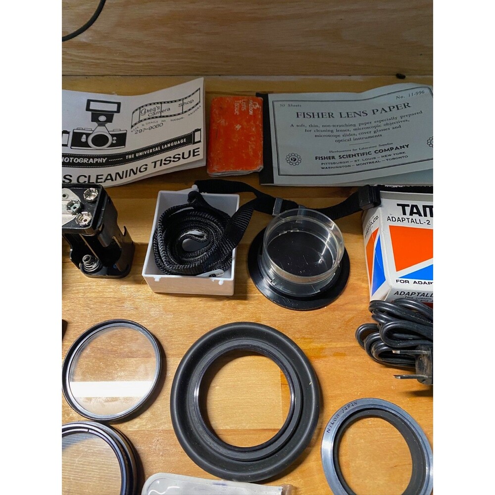 Vintage Camera Lens Accessories Lot Filters Adapters Nikon Tamron Promaster